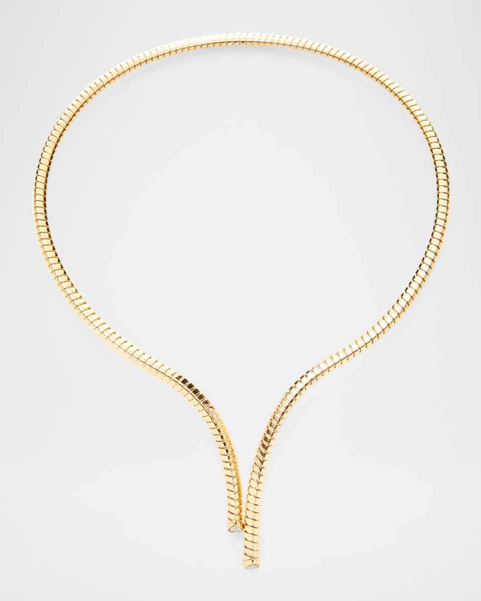 18K Yellow Gold Trisolina Pave Diamond Necklace